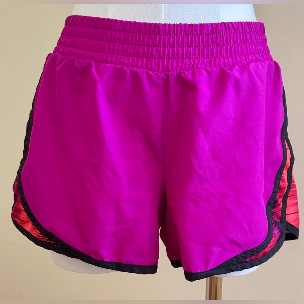 TEK Gear Dry TEK Pink Orange Black Athletic Shorts Elastic Waist.Key Pocket Sz S